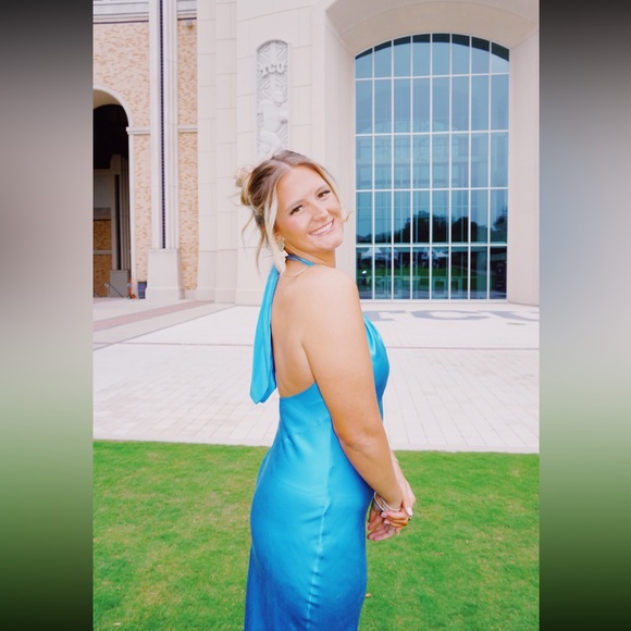 Amanda Uprichard Long High Neck Silk Dress - Picture 2 of 3